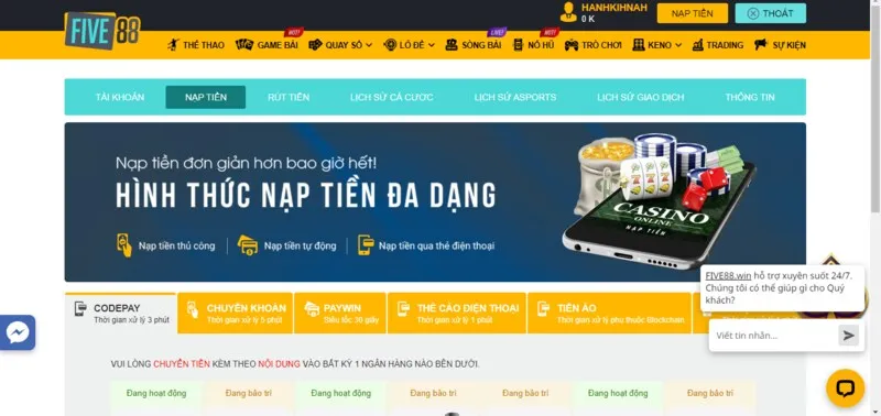 thanh toán Five88
